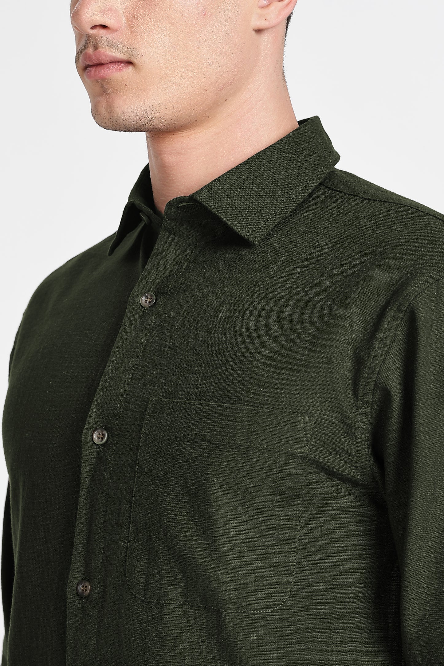 DARK OLIVE GREEN REGULAR FIT SHIRT