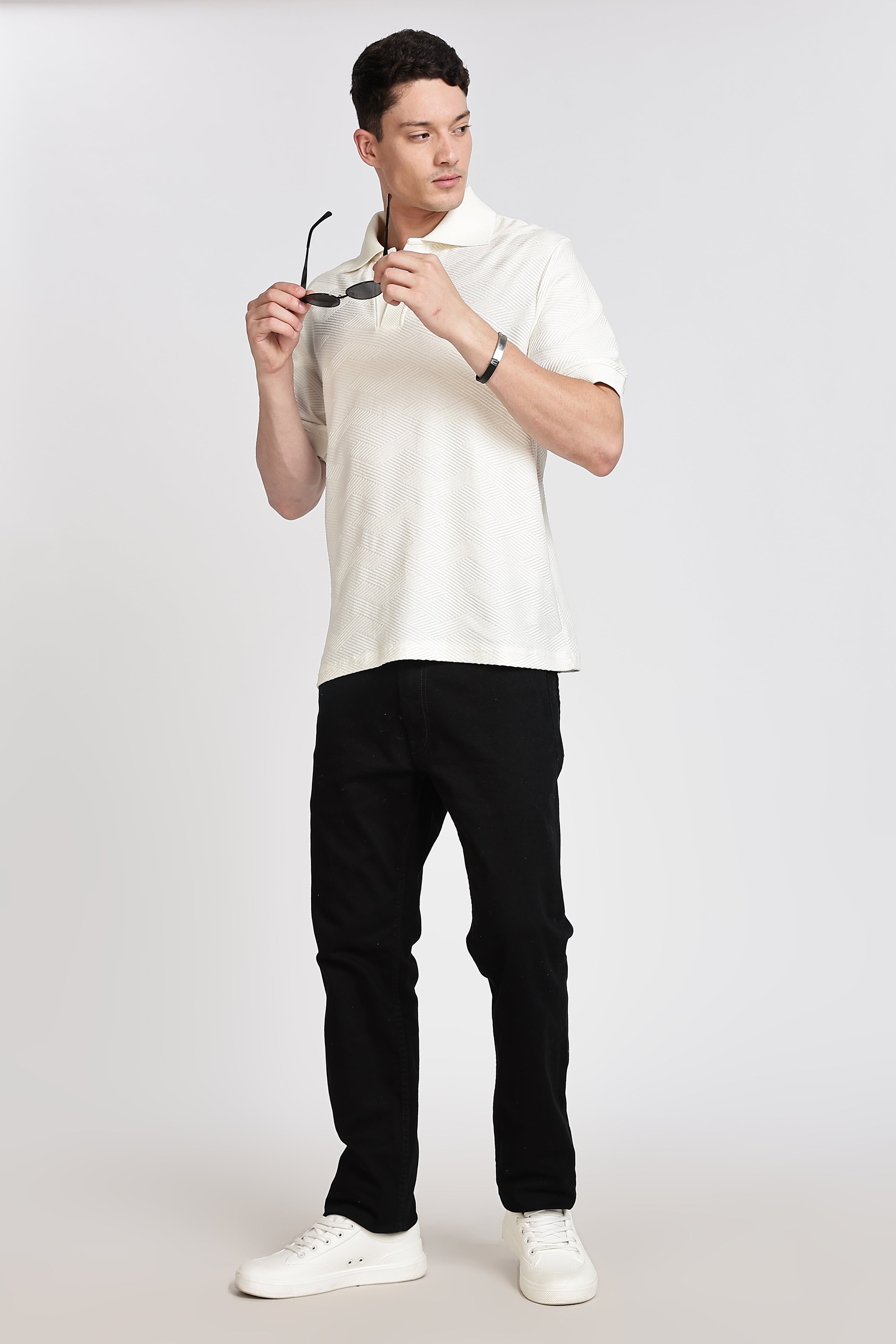 MAN Knitted Polo Collar T-shirt