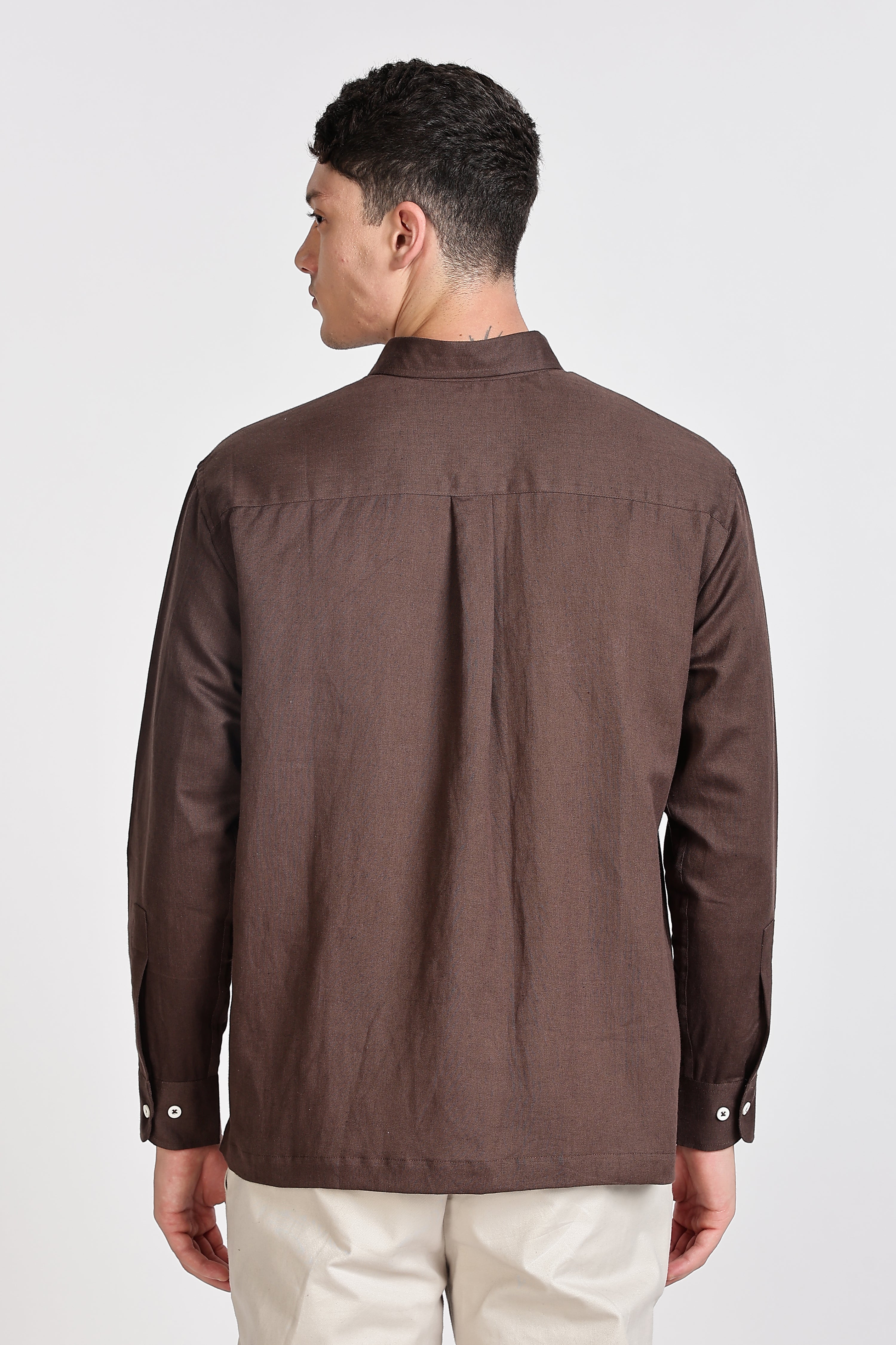 COFFEE BROWN  SOLID CASUAL SHIRT