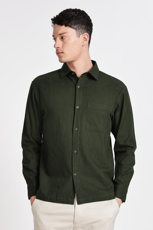 DARK OLIVE GREEN  REGULAR FIT SHIRT
