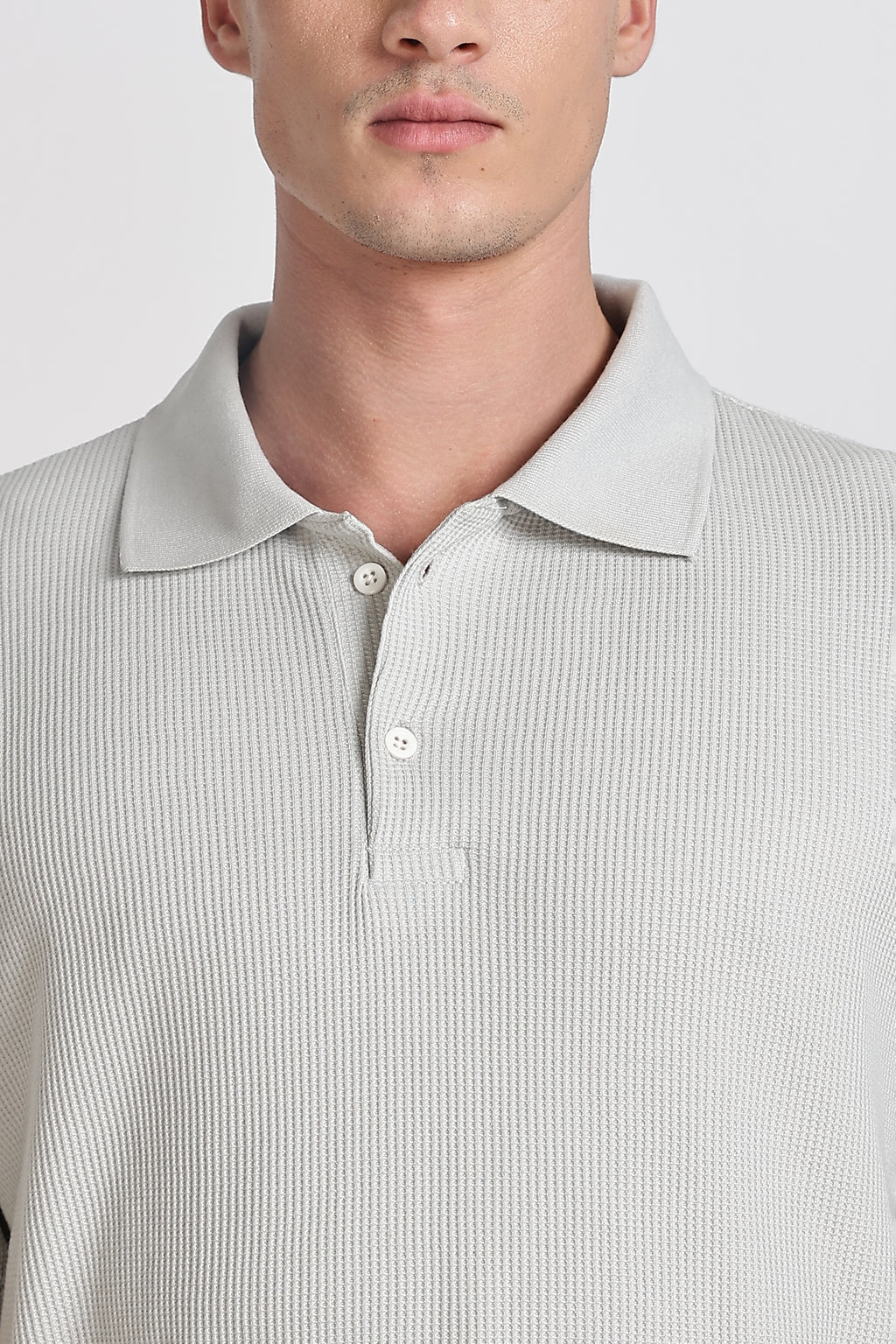 GREY REGULAR FIT WAFFLED POLO SHIRT