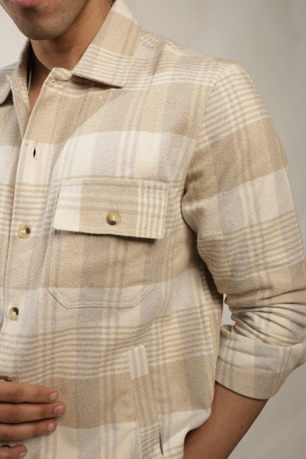 RAOX Sandstone Plaid Shacket
