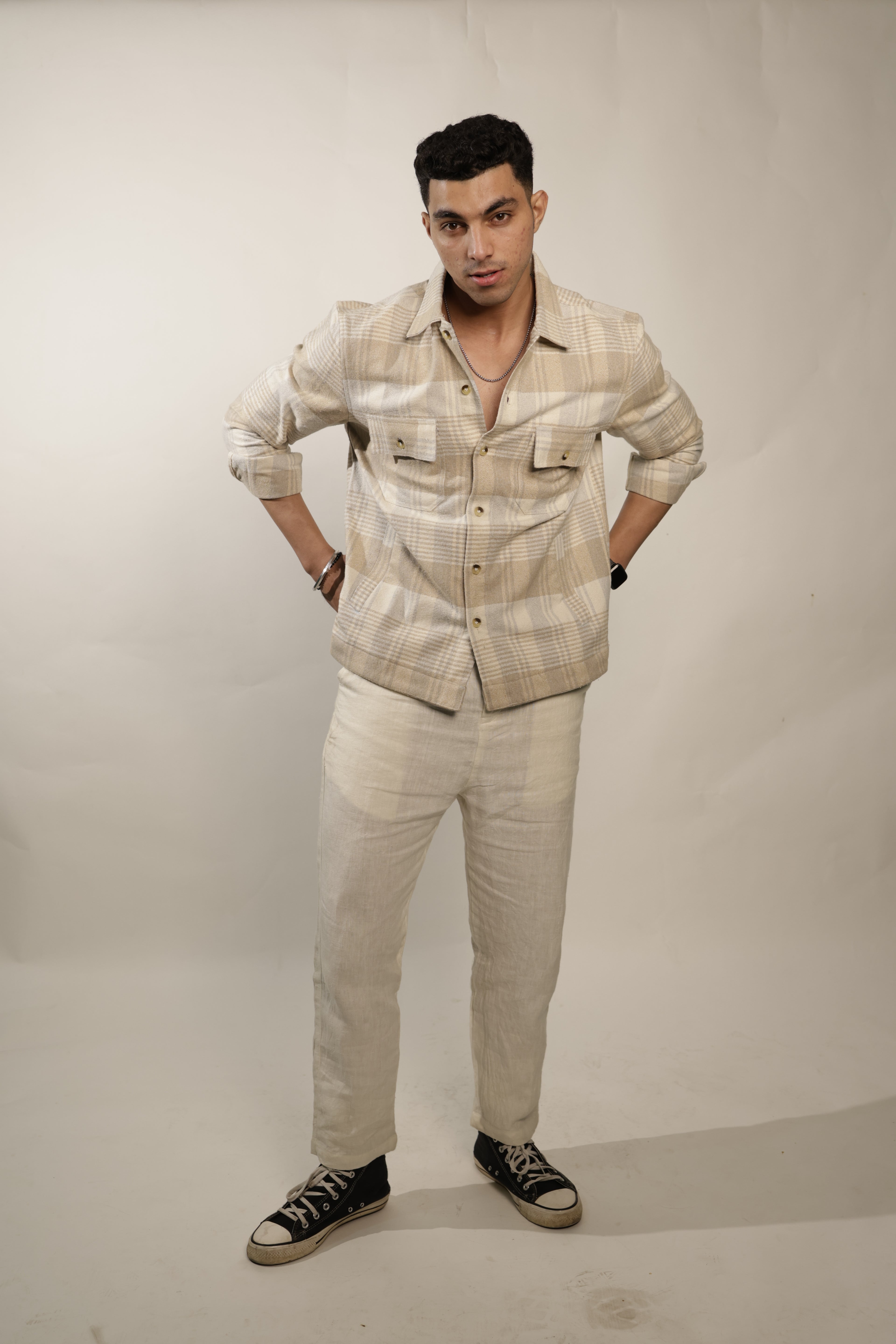 RAOX Sandstone Plaid Shacket