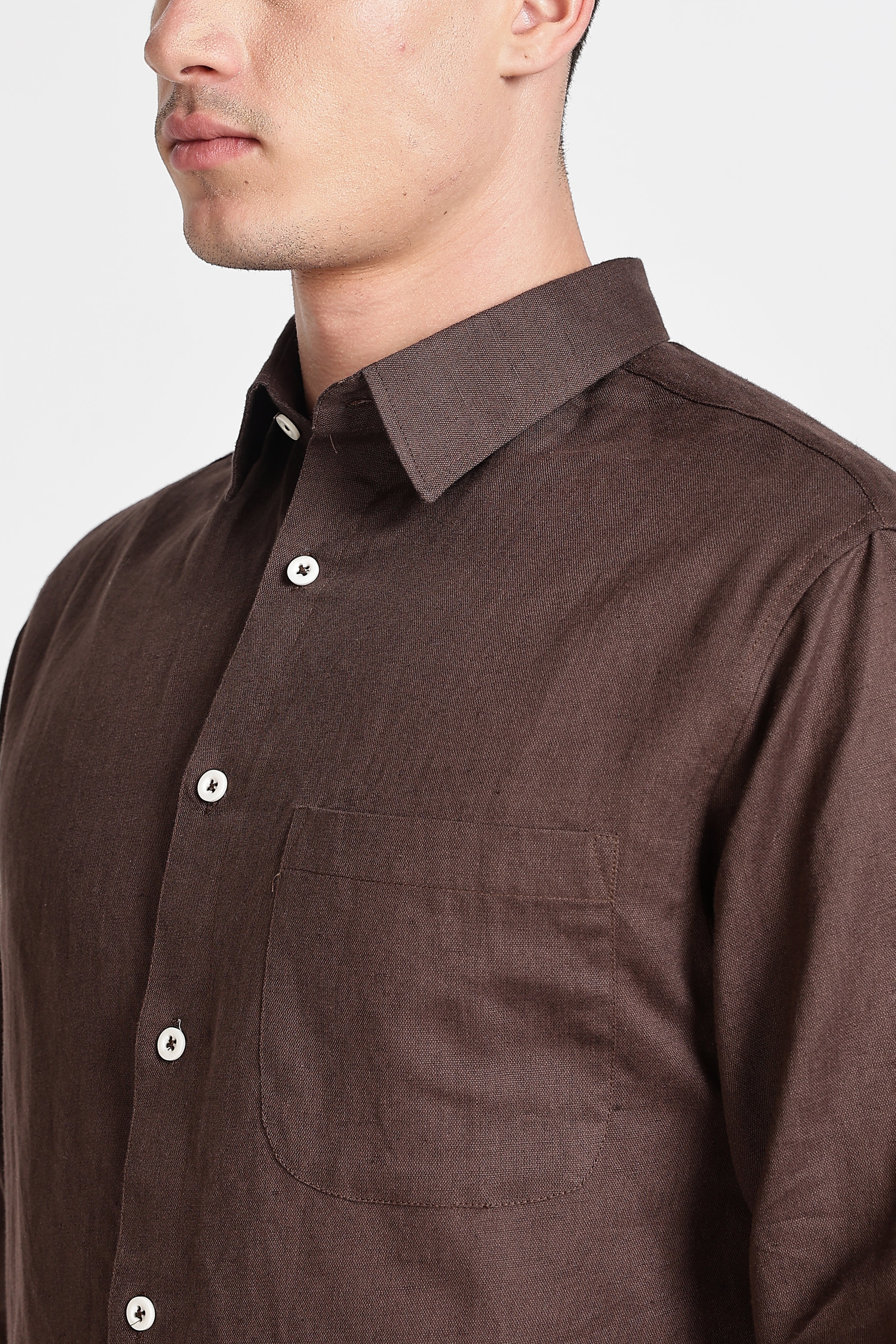 COFFEE BROWN  SOLID CASUAL SHIRT