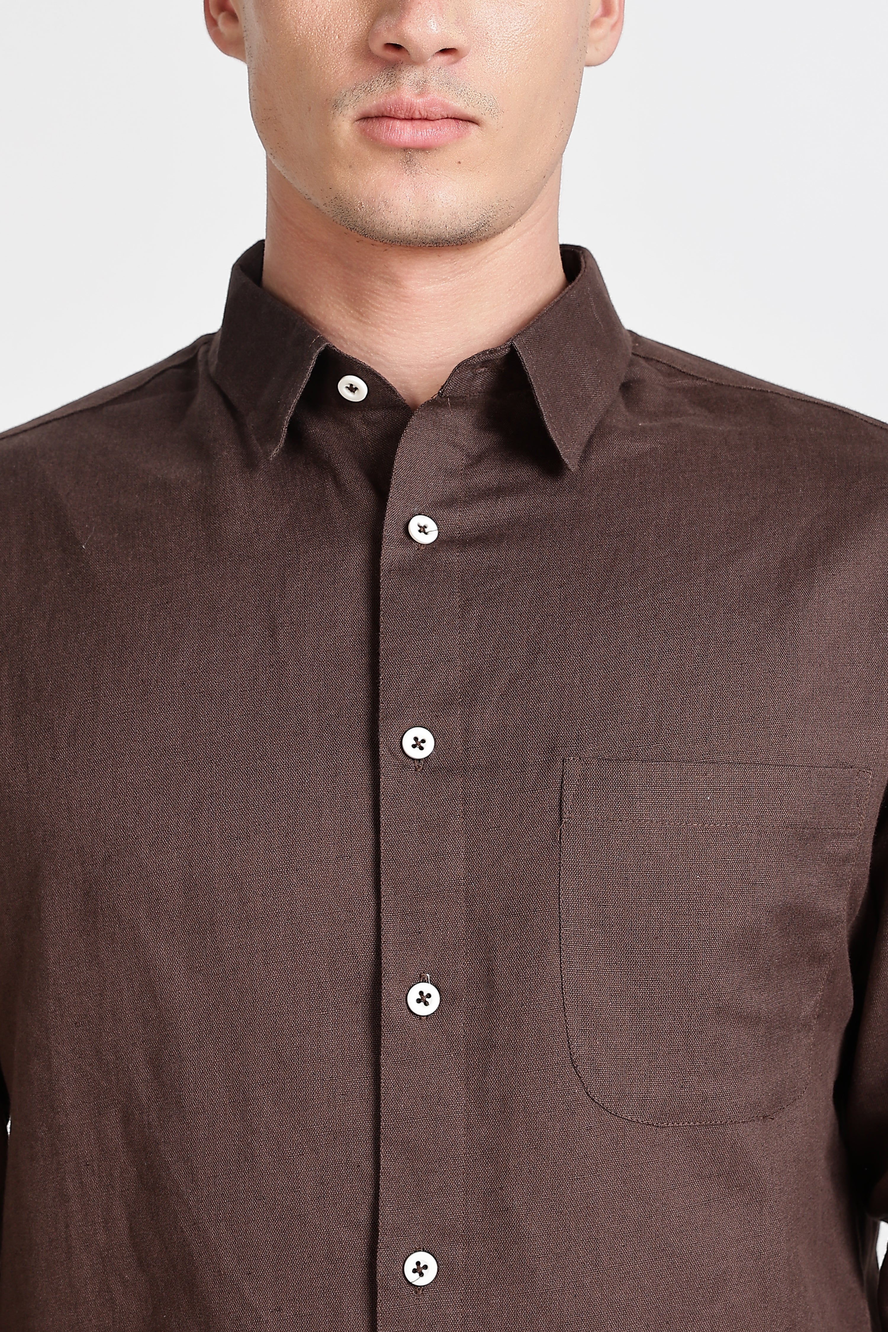 COFFEE BROWN  SOLID CASUAL SHIRT