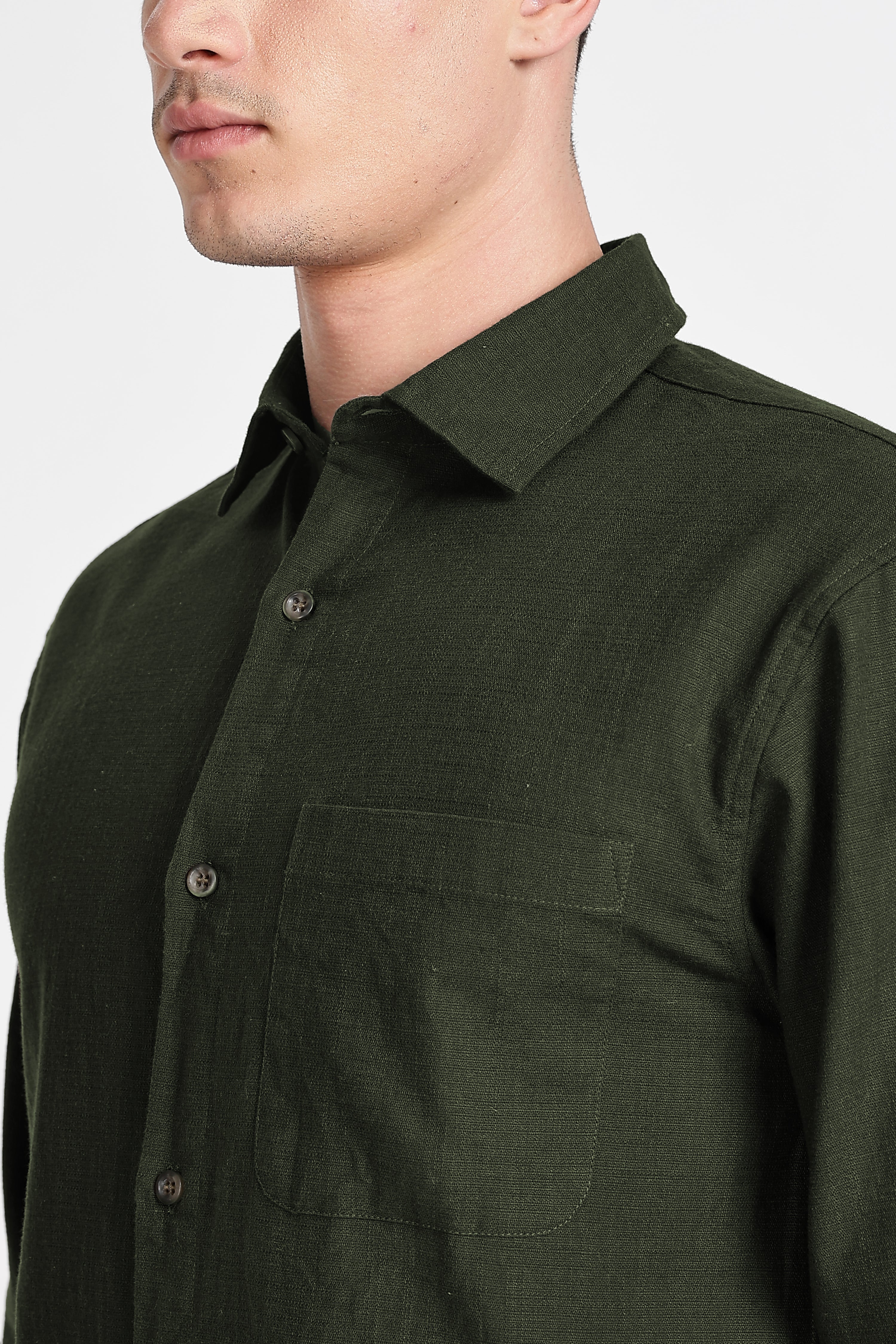 DARK OLIVE GREEN  REGULAR FIT SHIRT