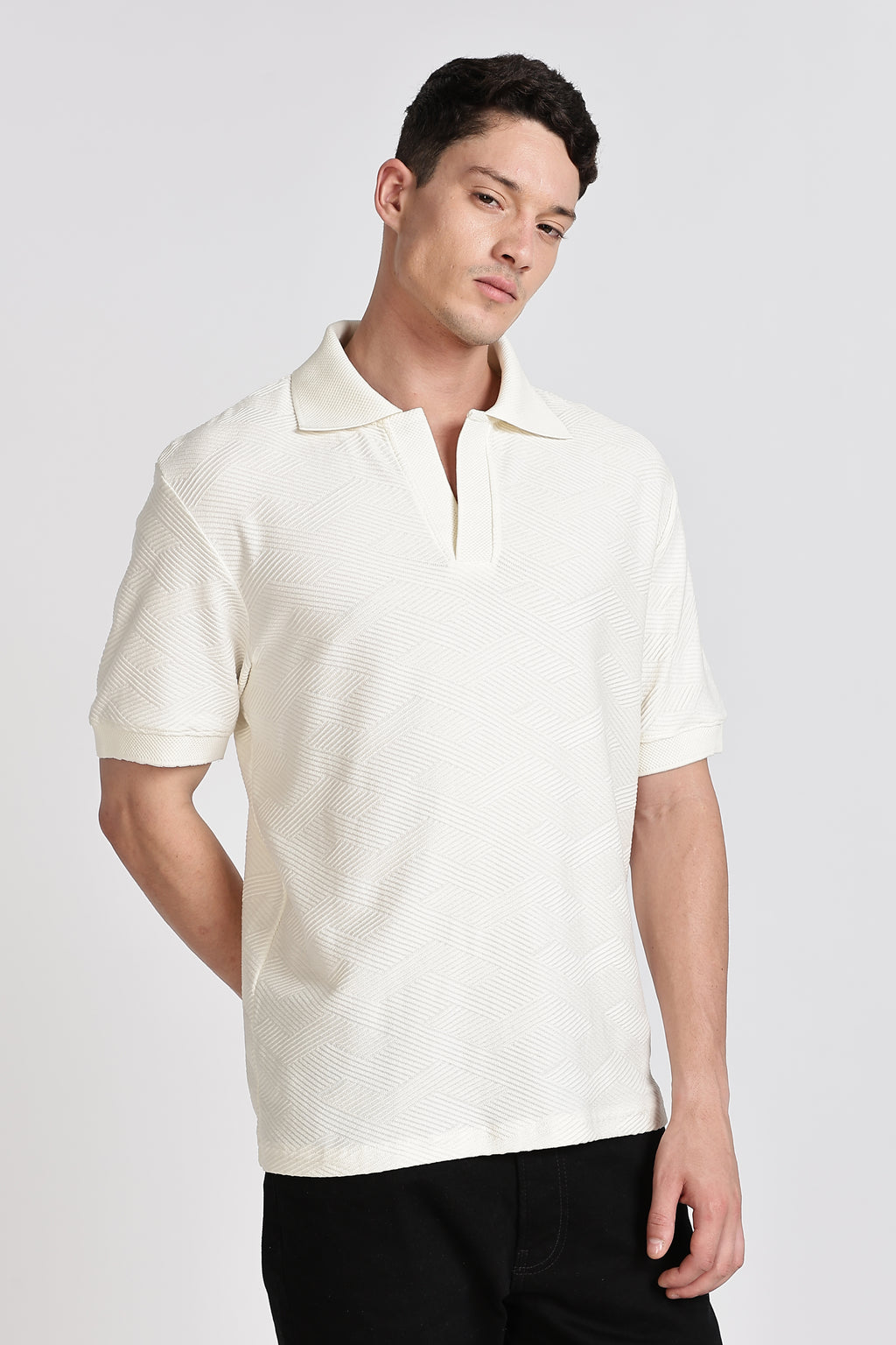 MAN Knitted Polo Collar T-shirt