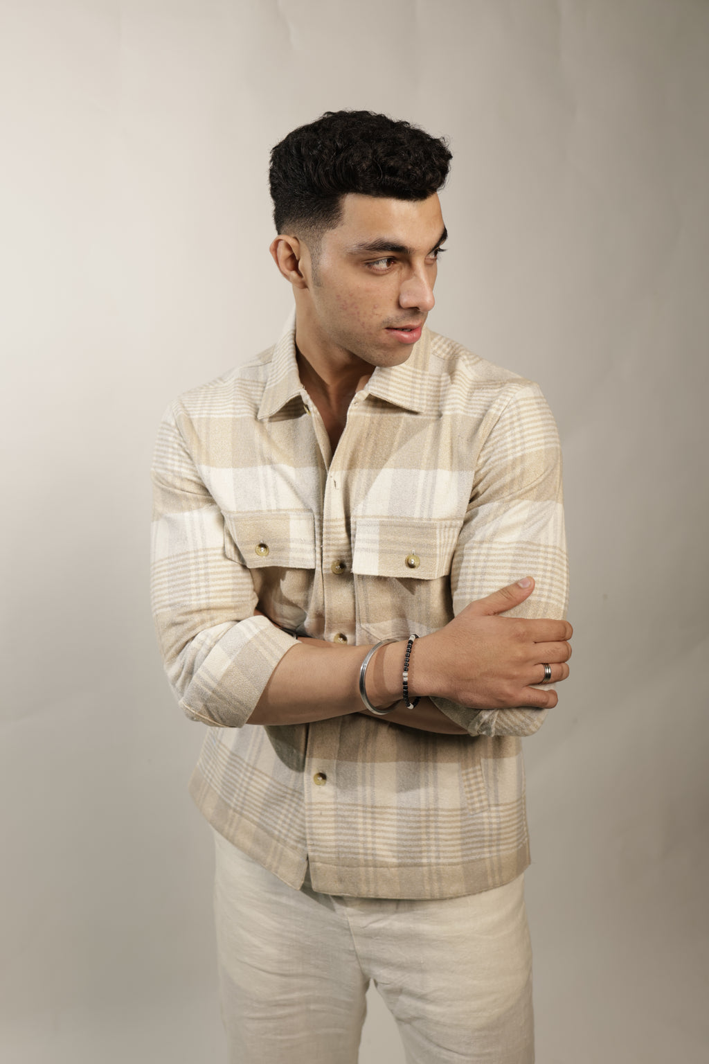 RAOX Sandstone Plaid Shacket