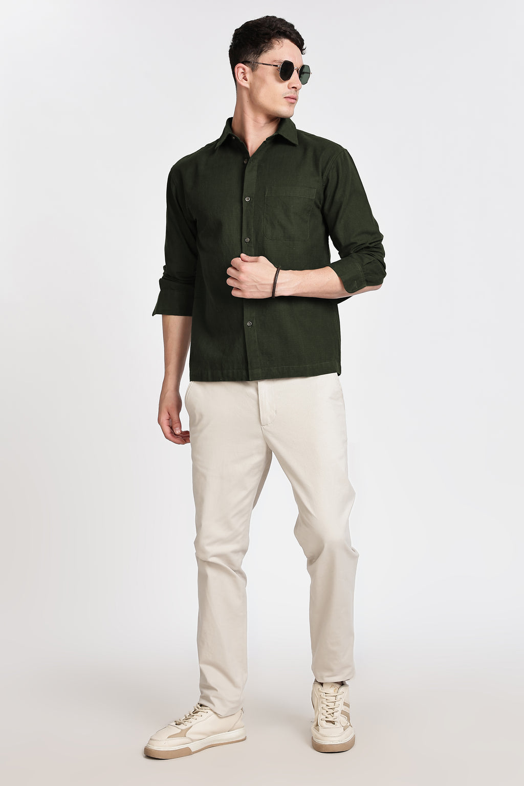 DARK OLIVE GREEN  REGULAR FIT SHIRT