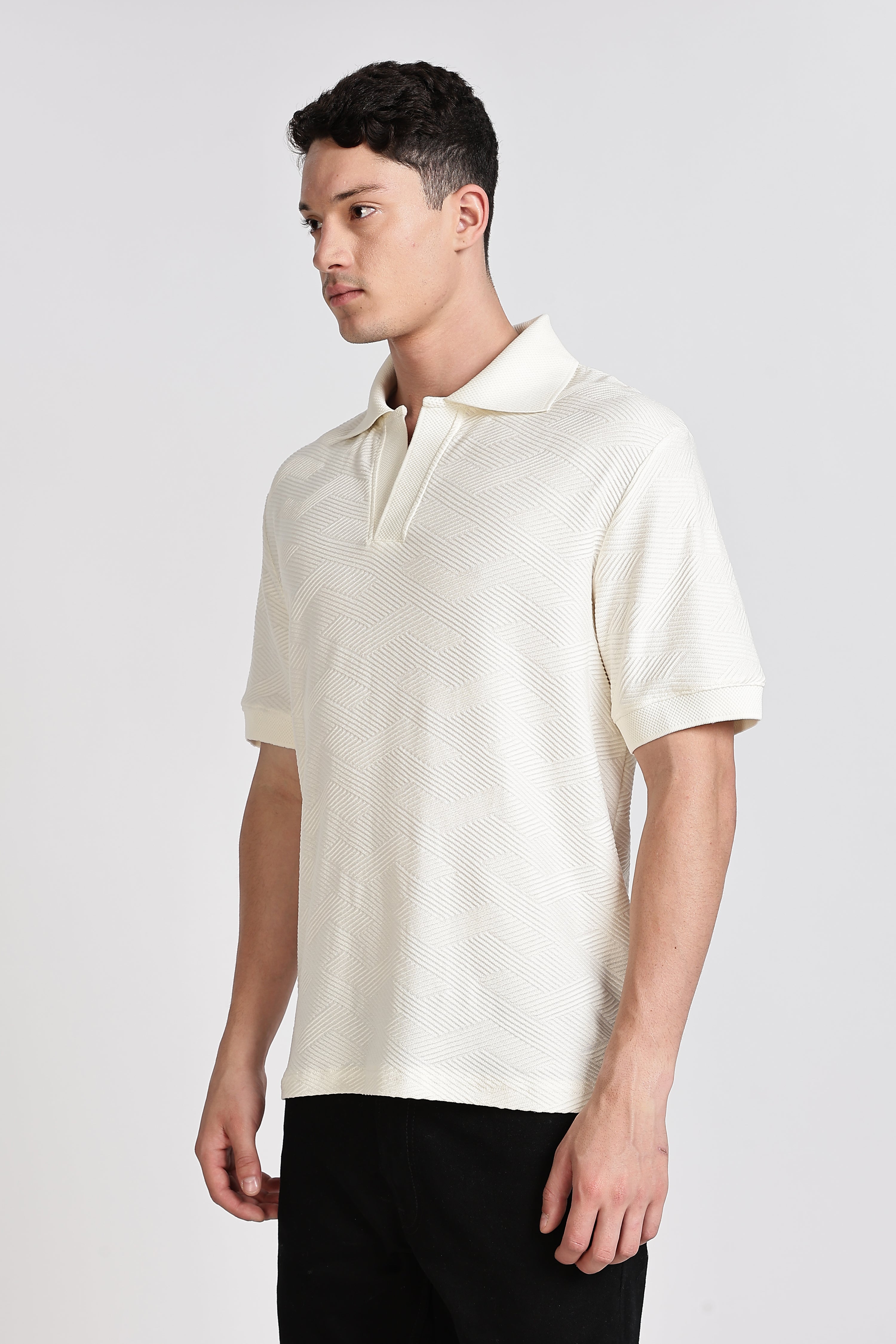 MAN Knitted Polo Collar T-shirt