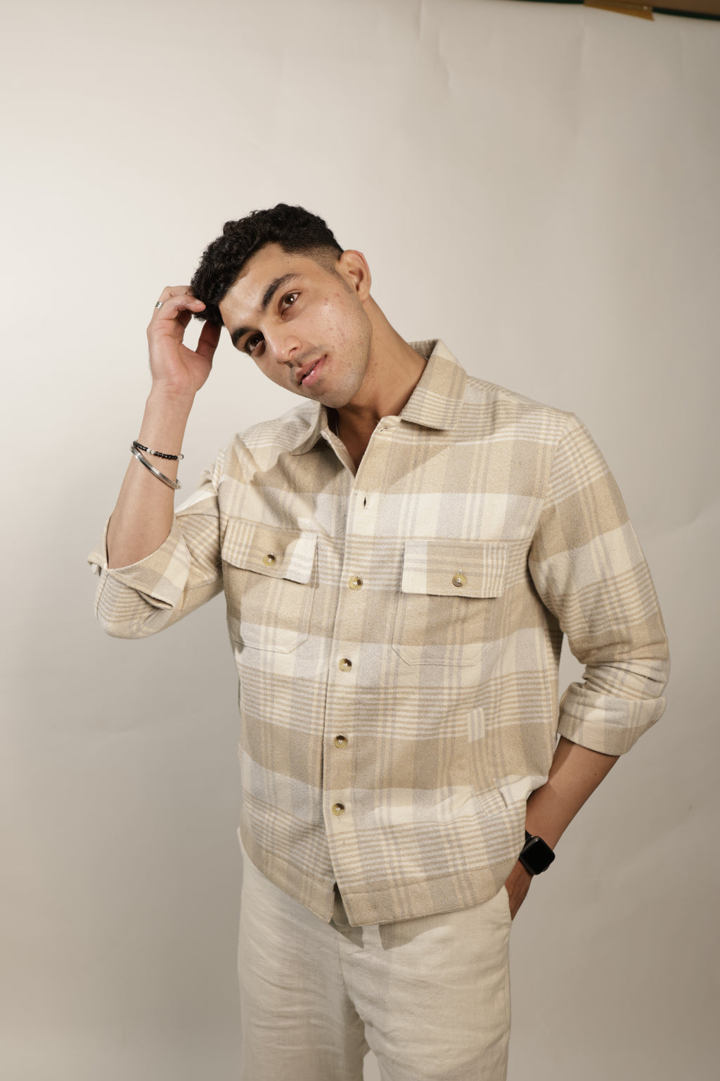 RAOX Sandstone Plaid Shacket