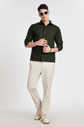 DARK OLIVE GREEN  REGULAR FIT SHIRT