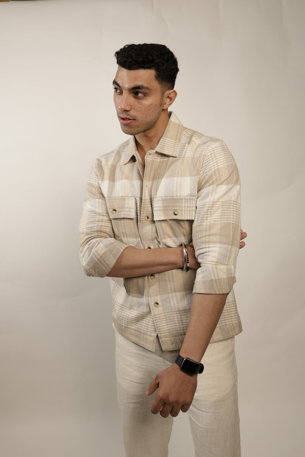 RAOX Sandstone Plaid Shacket