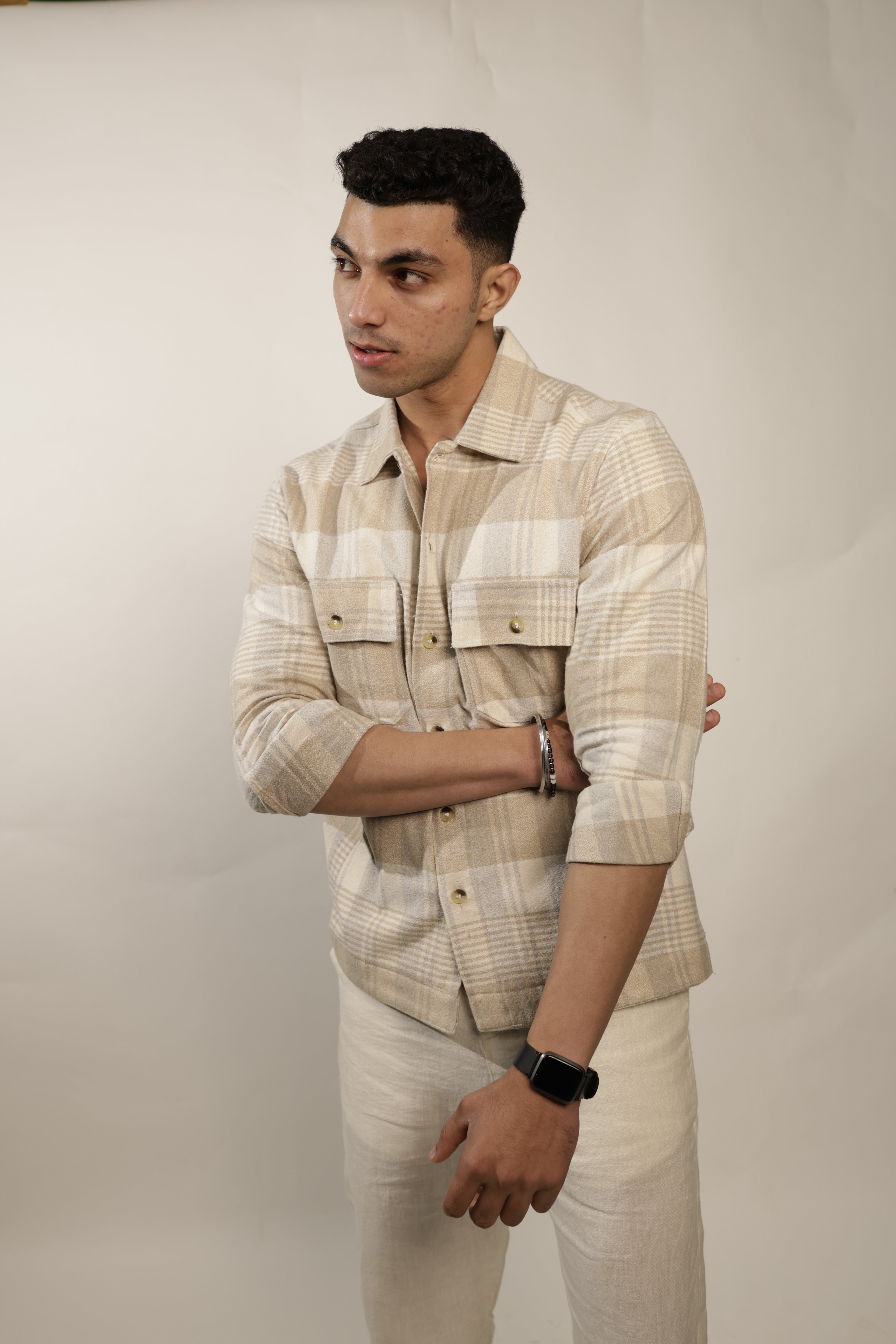 RAOX Sandstone Plaid Shacket