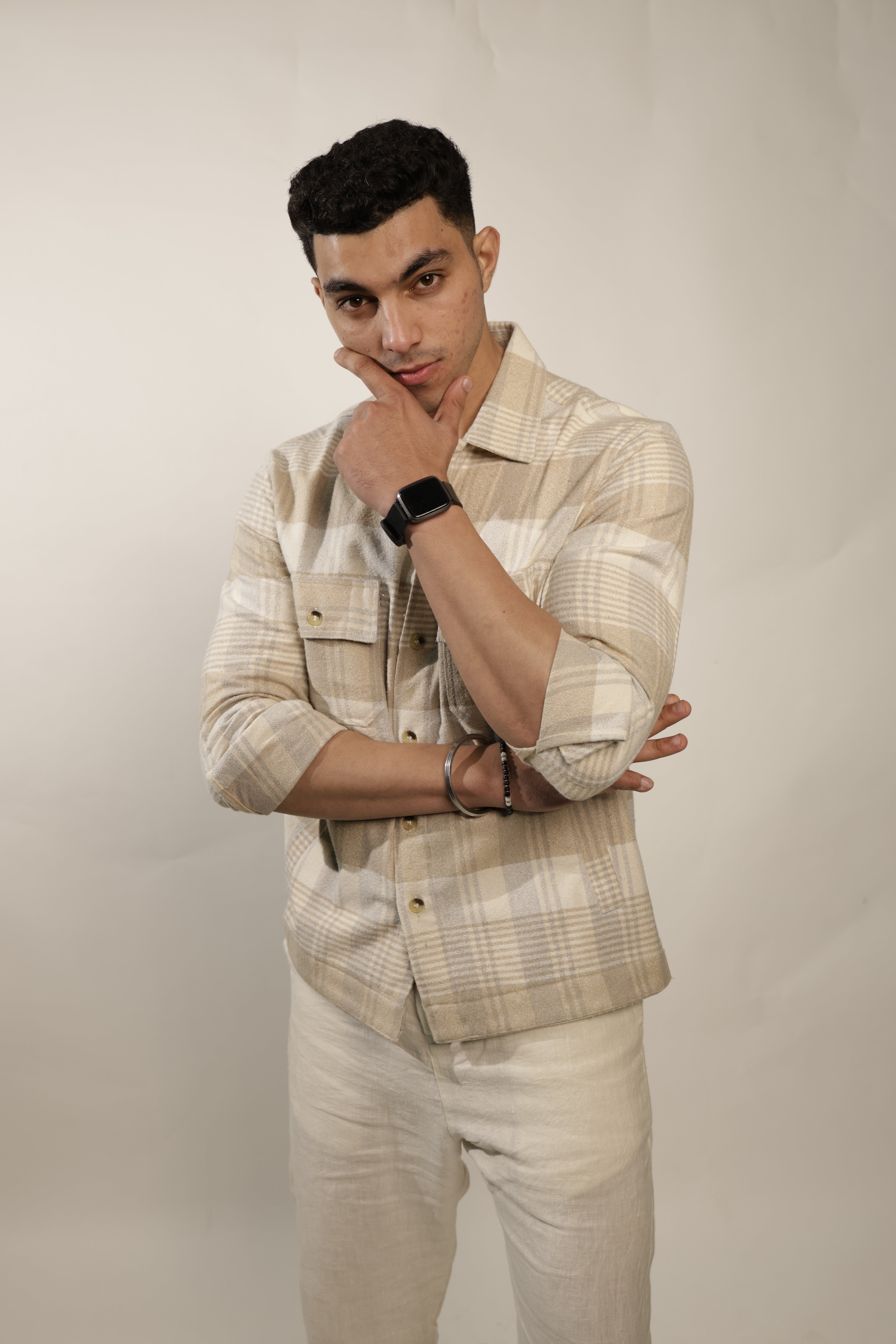 RAOX Sandstone Plaid Shacket